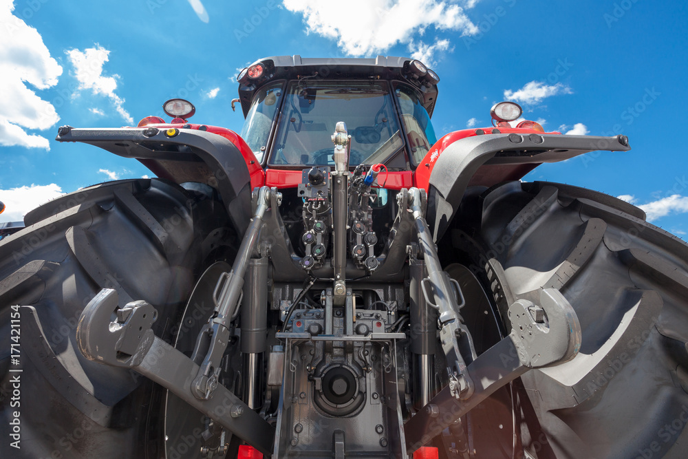 Naklejka premium Agricultural tractor back view