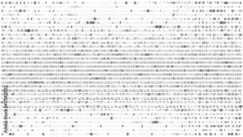 Abstract white Background with Binary Computer Code. Data backdrop with Blur Effect. Vector Illustration with concept of Programming. Technology Algorithm in Decryption and Encryption.