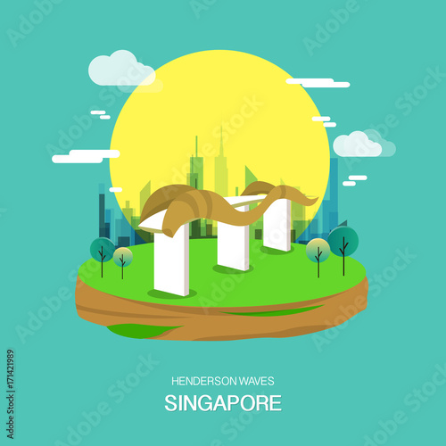 Handerson waves landmark in Singapore illustration design.vector