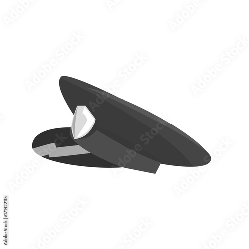 Police cap with cockade, side view cartoon vector Illustration