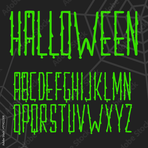 Font slime Halloween hand drawn tall and narrow 