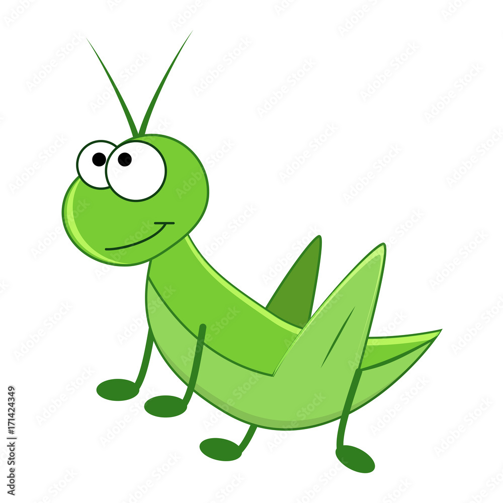 Cute cartoon grasshooper vector illustration. Isolated on white background Cute cartoon grasshooper vector illustration. Isolated on white background