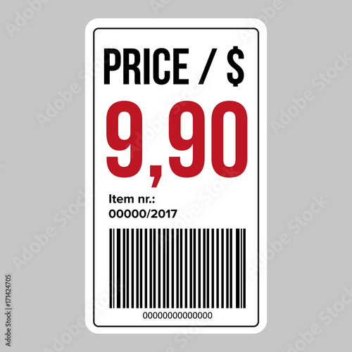 Price label with barcode