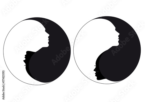 Yin yang sign man and woman, vector photo