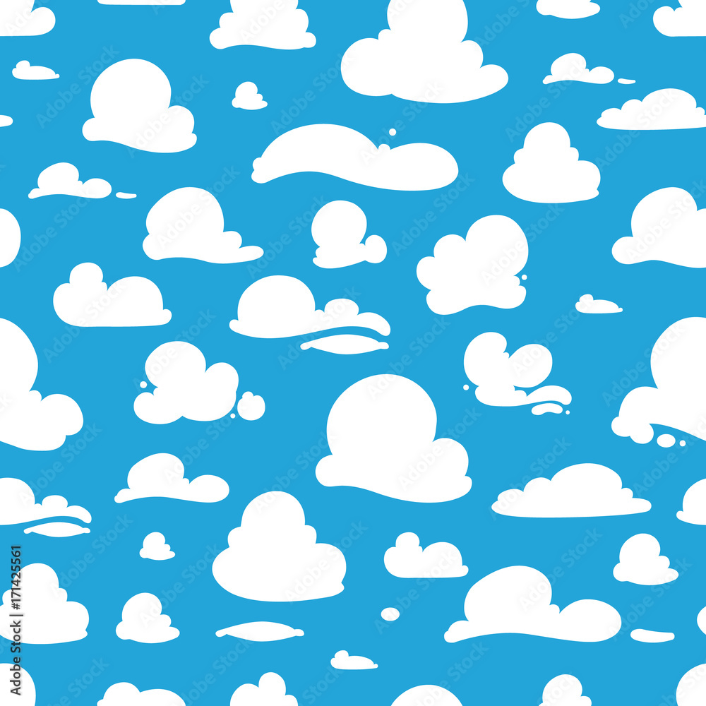 seamless pattern with cartoon clouds