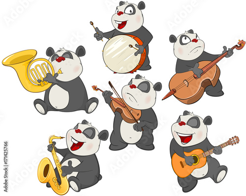 Set  Cartoon Illustration. A Cute Panda Bear  for you Design