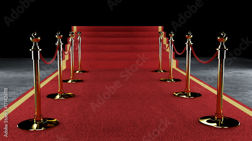 Golden rope barrier with red event carpet
