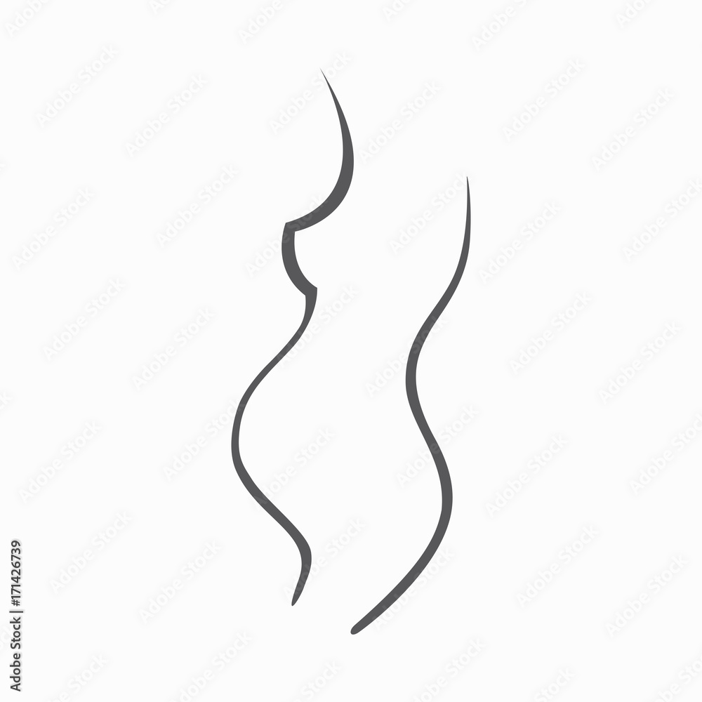Drawing linear beautiful pregnant girl. Gynecological medicine stock illustration. Silhouettes of women Graphic vector icon Drawing linear beautiful pregnant girl. Gynecological medicine stock illustration. Silhouettes of women Graphic vector icon