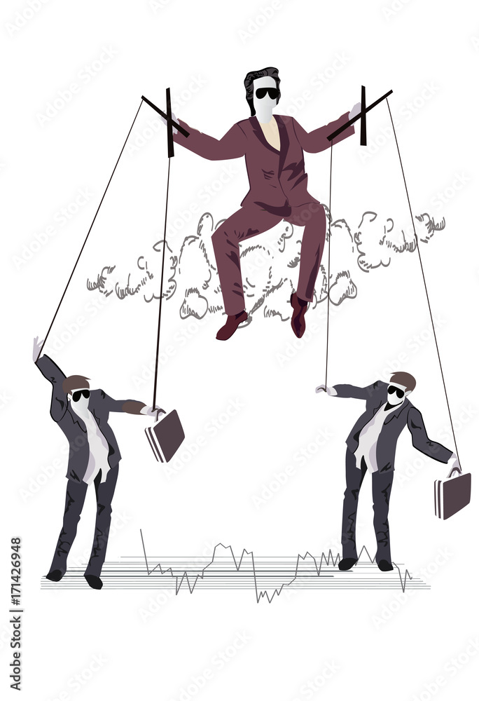 Obraz premium The manipulator using people to achieve his goals. Business vector illustration.
