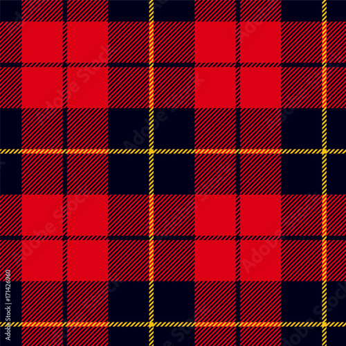Scottish plaid in red, black, yellow. Wallace tartan seamless pattern