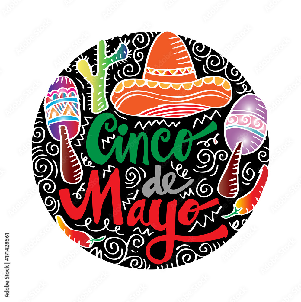 Fototapeta premium Cinco De Mayo, Hand lettering poster.