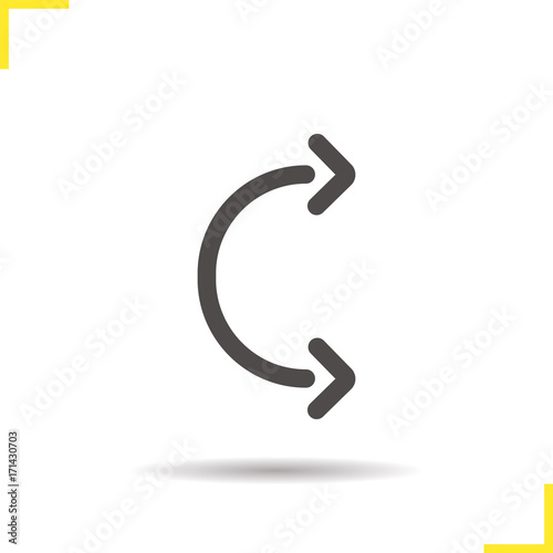 Flexible arc arrows glyph icon