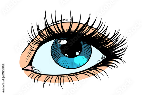 Female eyes with blue pupil
