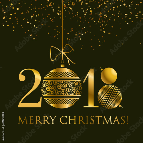 abstract gold new year baubles vector illustration. golden elegant style deco...