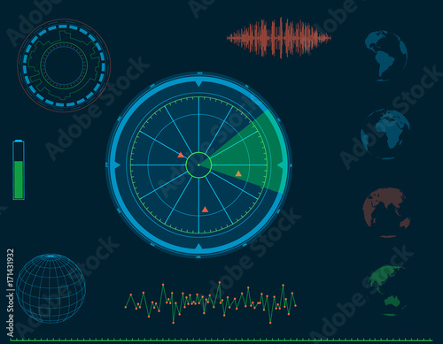 Futuristic HUD interface elements. Vector illustration.