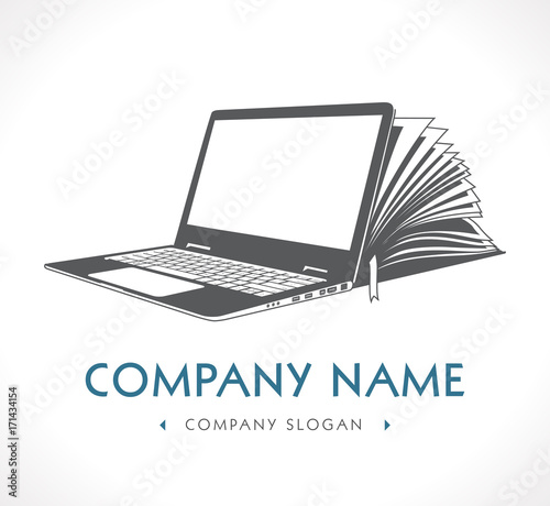 Elearning logo - ebook, e-learning and knowledge base concept