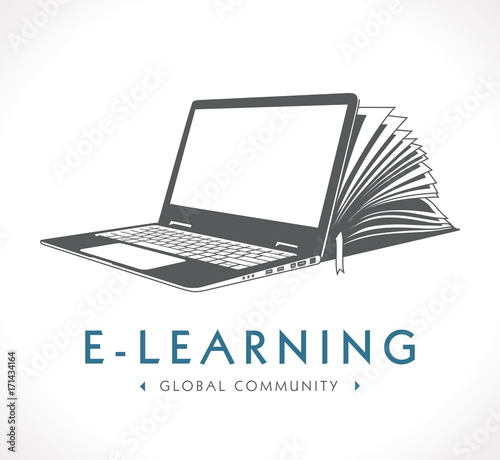 Elearning logo - ebook, e-learning and knowledge base concept