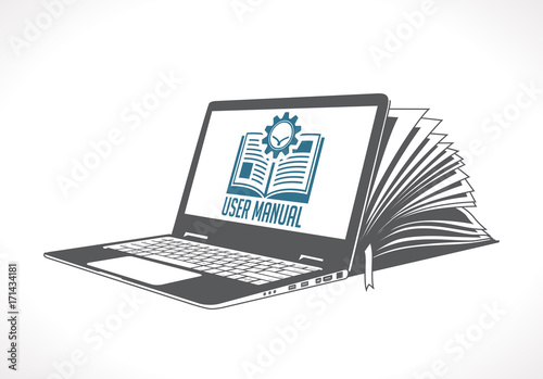 Elearning logo - ebook, e-learning and knowledge base concept