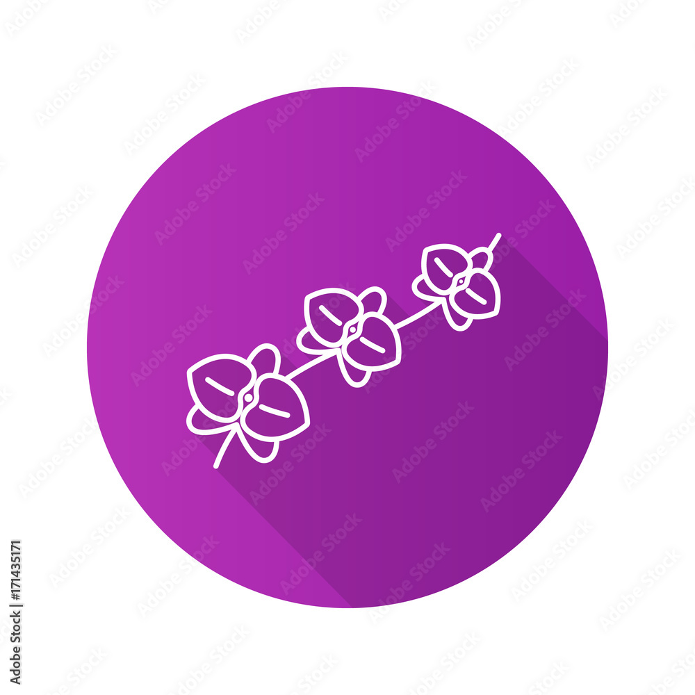 Orchid branch flat linear long shadow icon Orchid branch flat linear long shadow icon