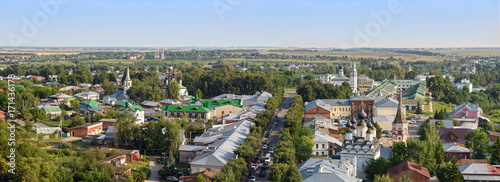 Beautiful cityscape. Panoramic view of the old Russian town of Suzdal. Golden Ring, Russia