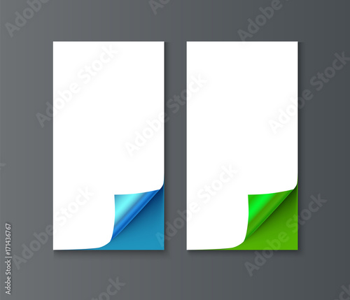 Set of vertical banner template with curl corners