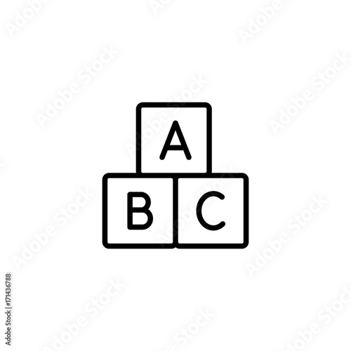 alphabet cubes line black icon