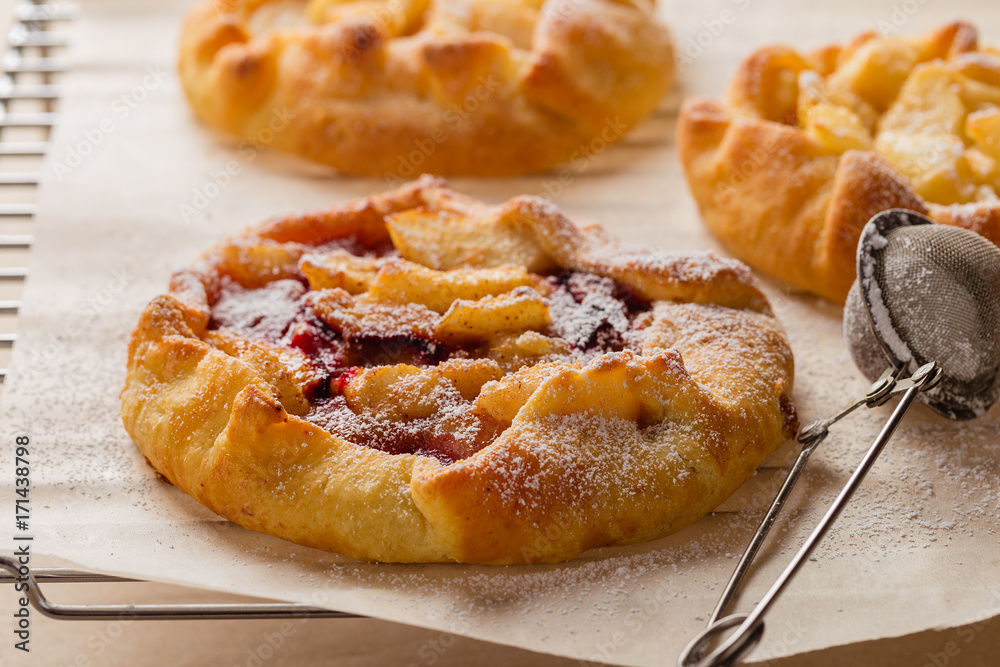 Homemade galette with plum and pears Homemade galette with plum and pears