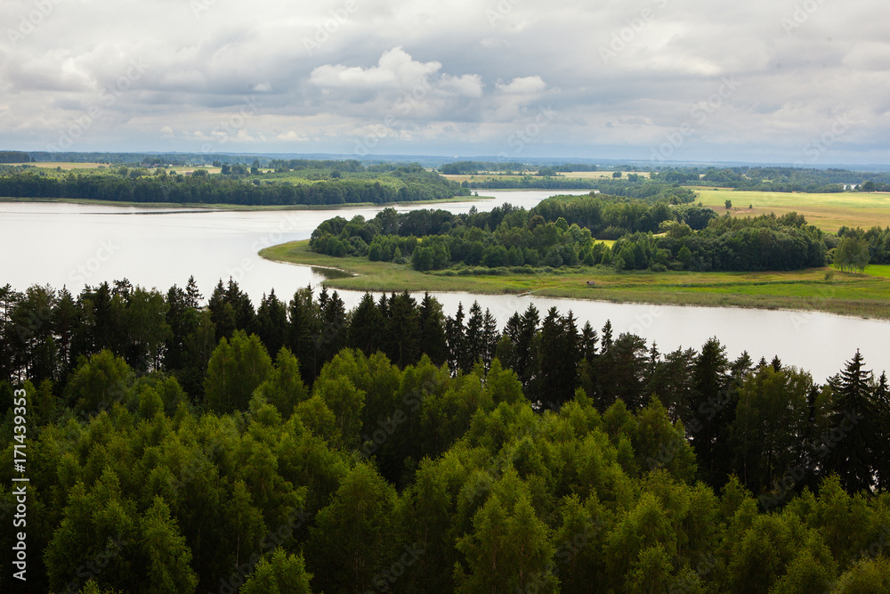 Aerial view of Sartai lake in Lithuania Aerial view of Sartai lake in Lithuania