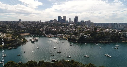 360 rotation over Balls Head reserve in Waverton at Sydney Harbour with view from North shore through to city CBD and inner West.
 photo