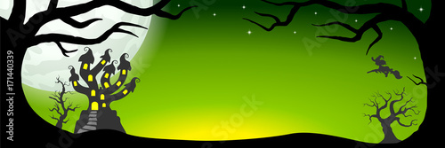 Banner mit Spukschloss in einer Vollmondnacht 