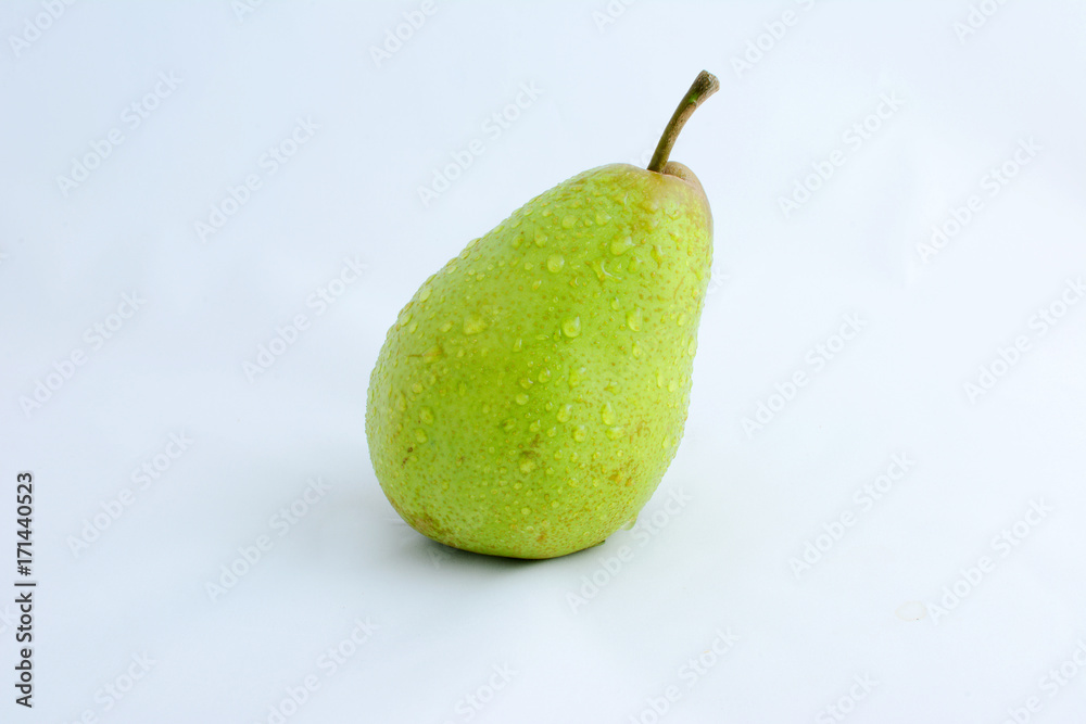 Ripe organic and dried pears on a white background.