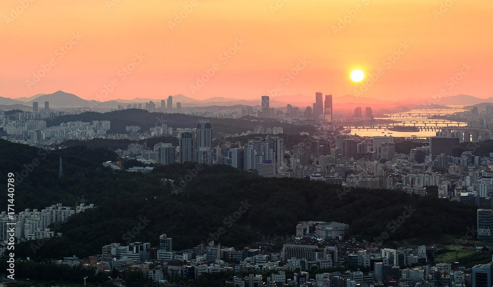 Korea,Seoul city and namsan tower at night.