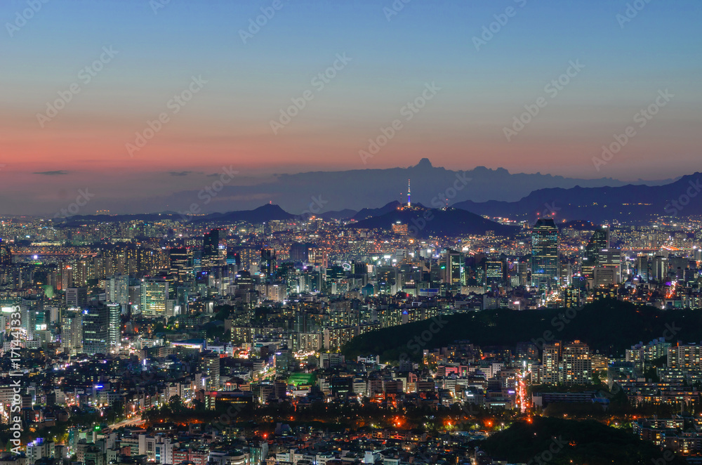  Seoul city and Downtown skyline in Seoul, South Korea
