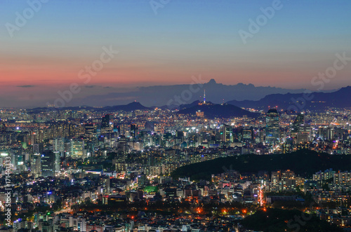  Seoul city and Downtown skyline in Seoul, South Korea