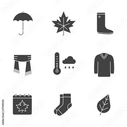 Autumn glyph icons set