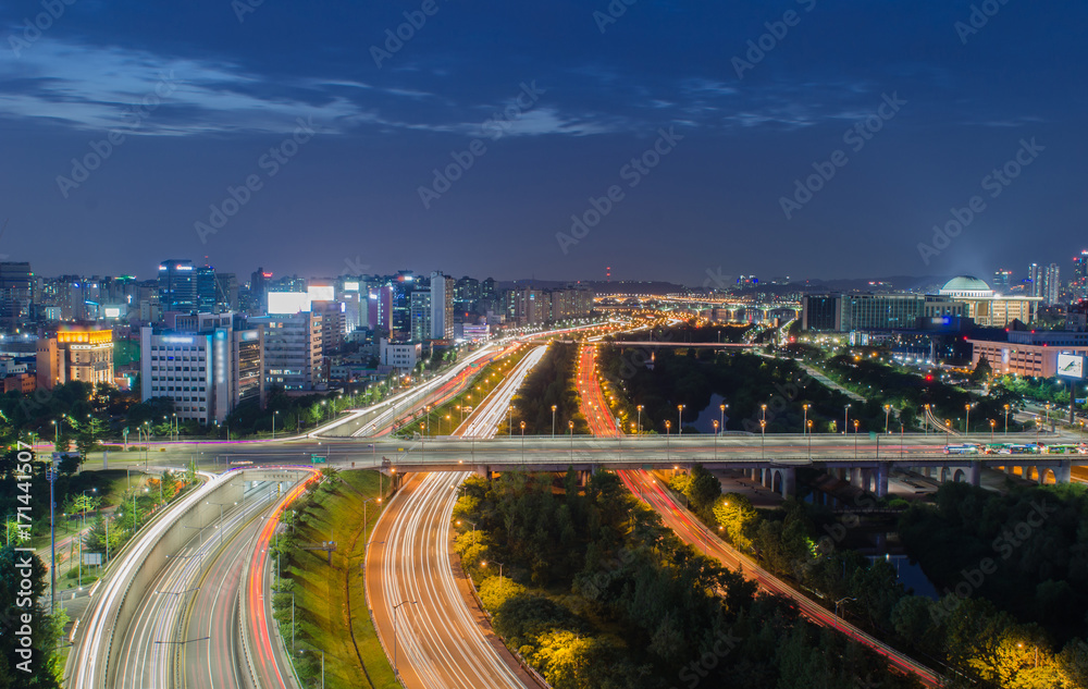 Seoul Highway and Seoul Nightlife in Korea