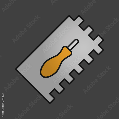 Rectangular notched trowel color icon