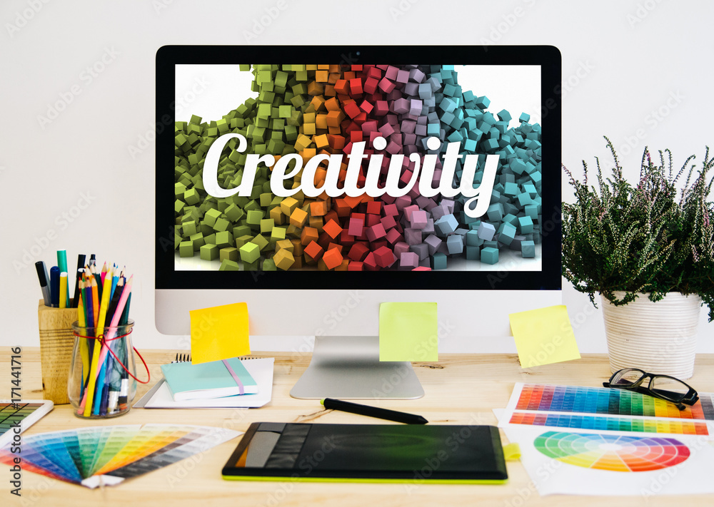 stationery desktop creativity - obrazy, fototapety, plakaty 