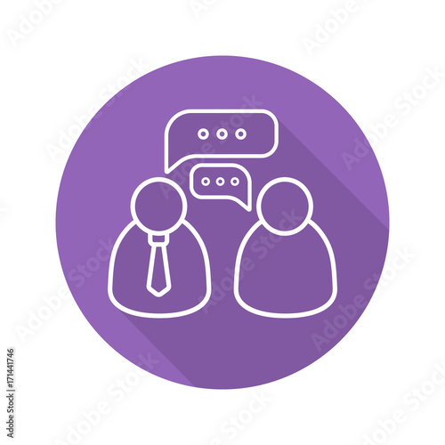 Business meeting flat linear long shadow icon