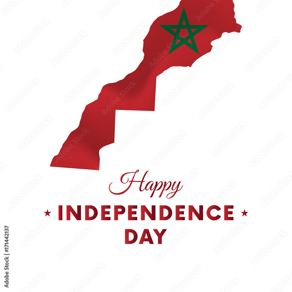 Banner or poster of Morocco independence day celebration. Morocco map