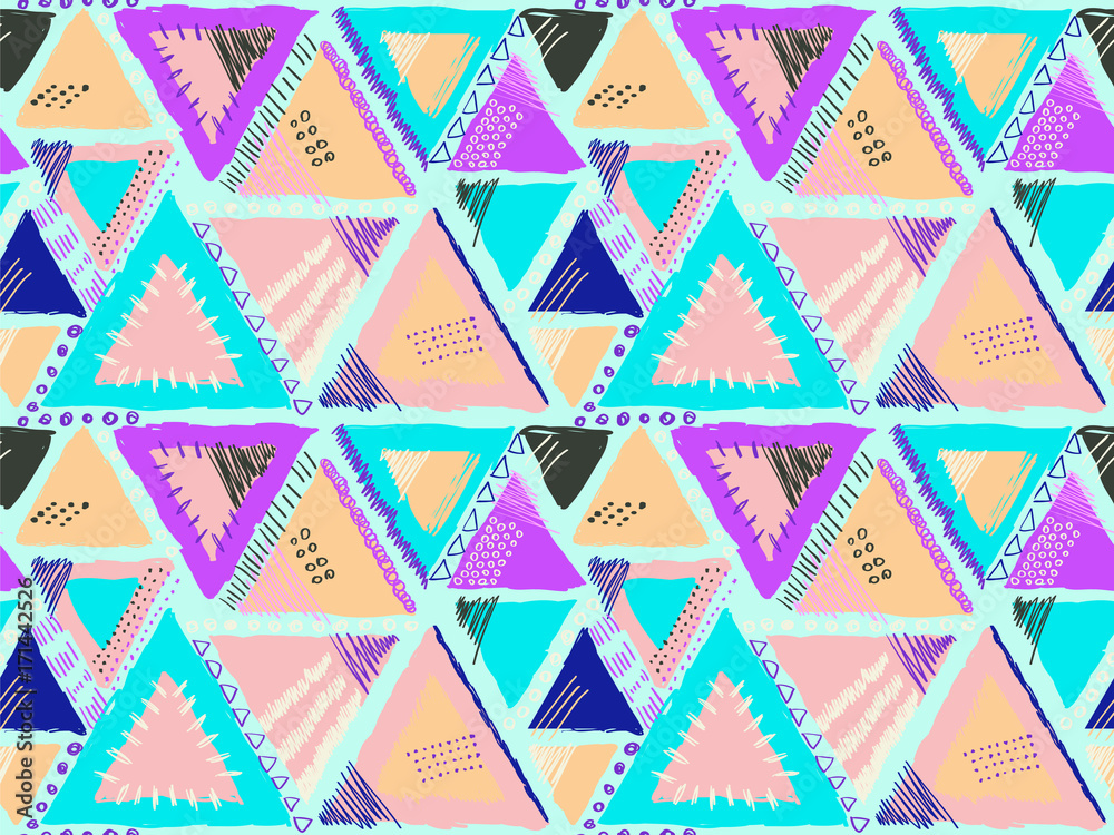 Fototapeta premium Abstract pattern memphis style background blue