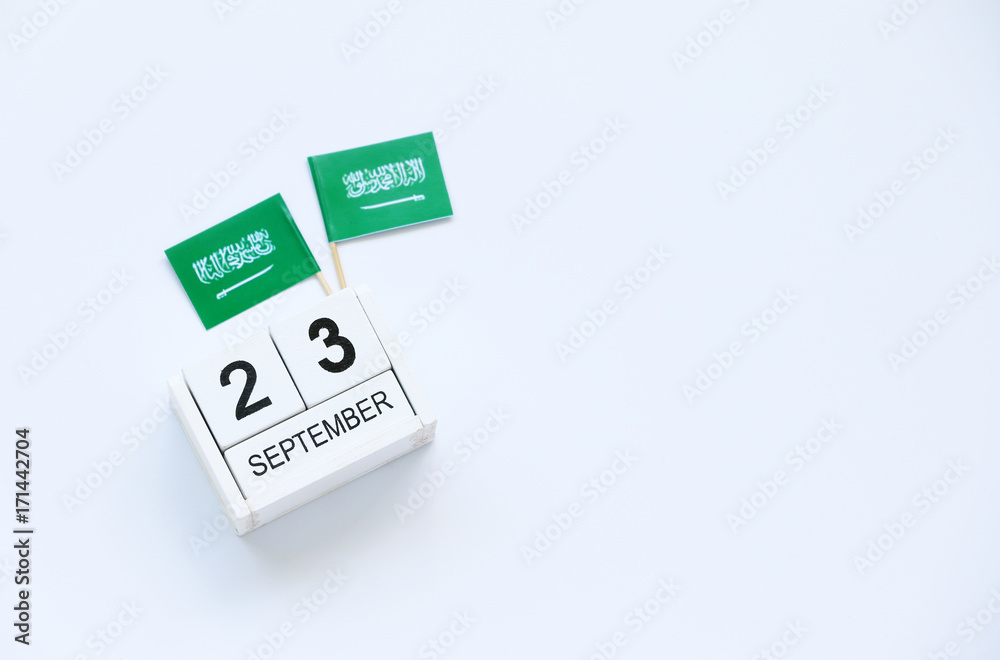 SEPTEMBER 23 Wooden calendar Concept independence day of Saudi Arabia and Saudi Arabia national day.with space for your text. SEPTEMBER 23 Wooden calendar Concept independence day of Saudi Arabia and Saudi Arabia national day.with space for your text.