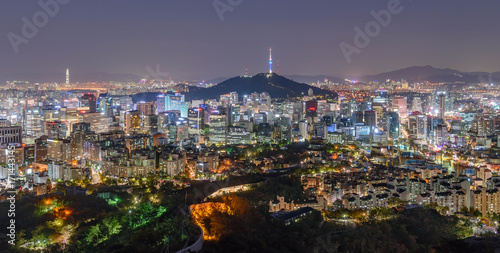Canvas Print Seoul city and namsan tower at night in seoul,Korea