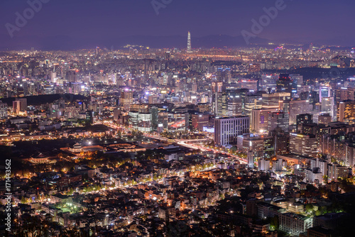 Seoul city and namsan tower at night in seoul Korea
