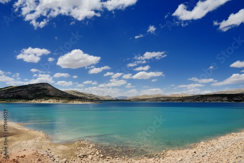 Beysehir, Altinapa Lake panaroma in sunny and cloudy day, KonyaTurkey