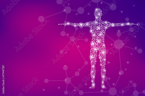 Human body with molecules DNA. Medicine, science and technology concept. Illustration