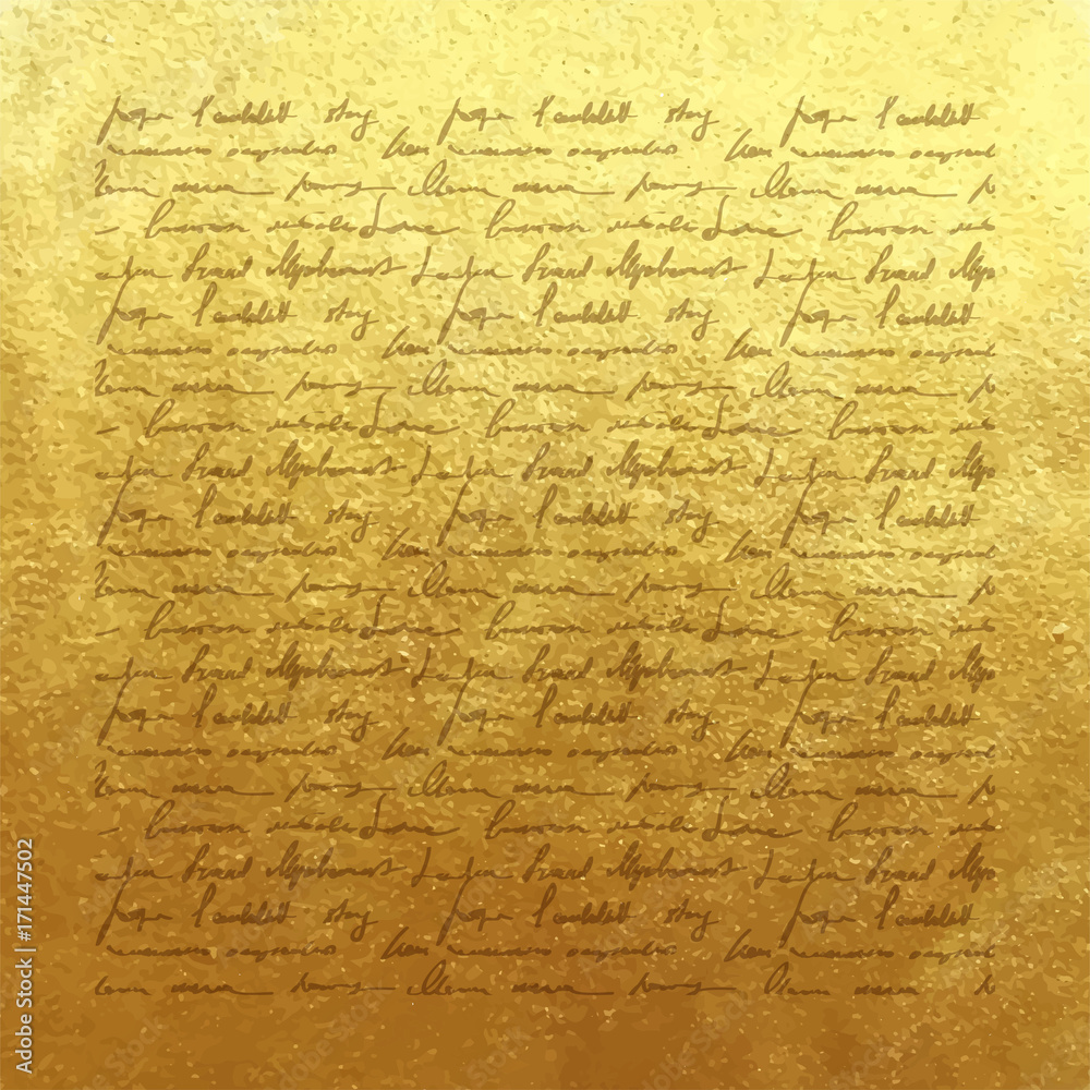 Golden foil with written vintage text