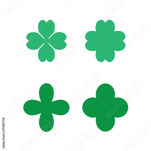 set of four leaf clovers icons- vector illustration