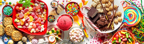 Obraz na plátne Panoramic banner with an assorted colorful candy