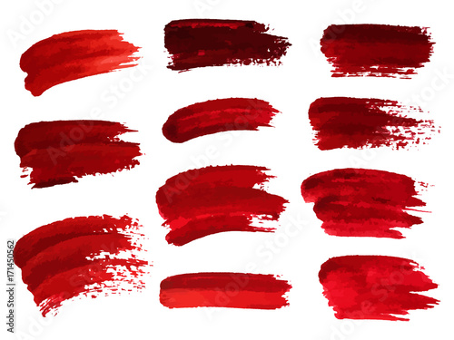 Red oil brush strokes similar to blood for design, element for halloween. Vector illustration.
